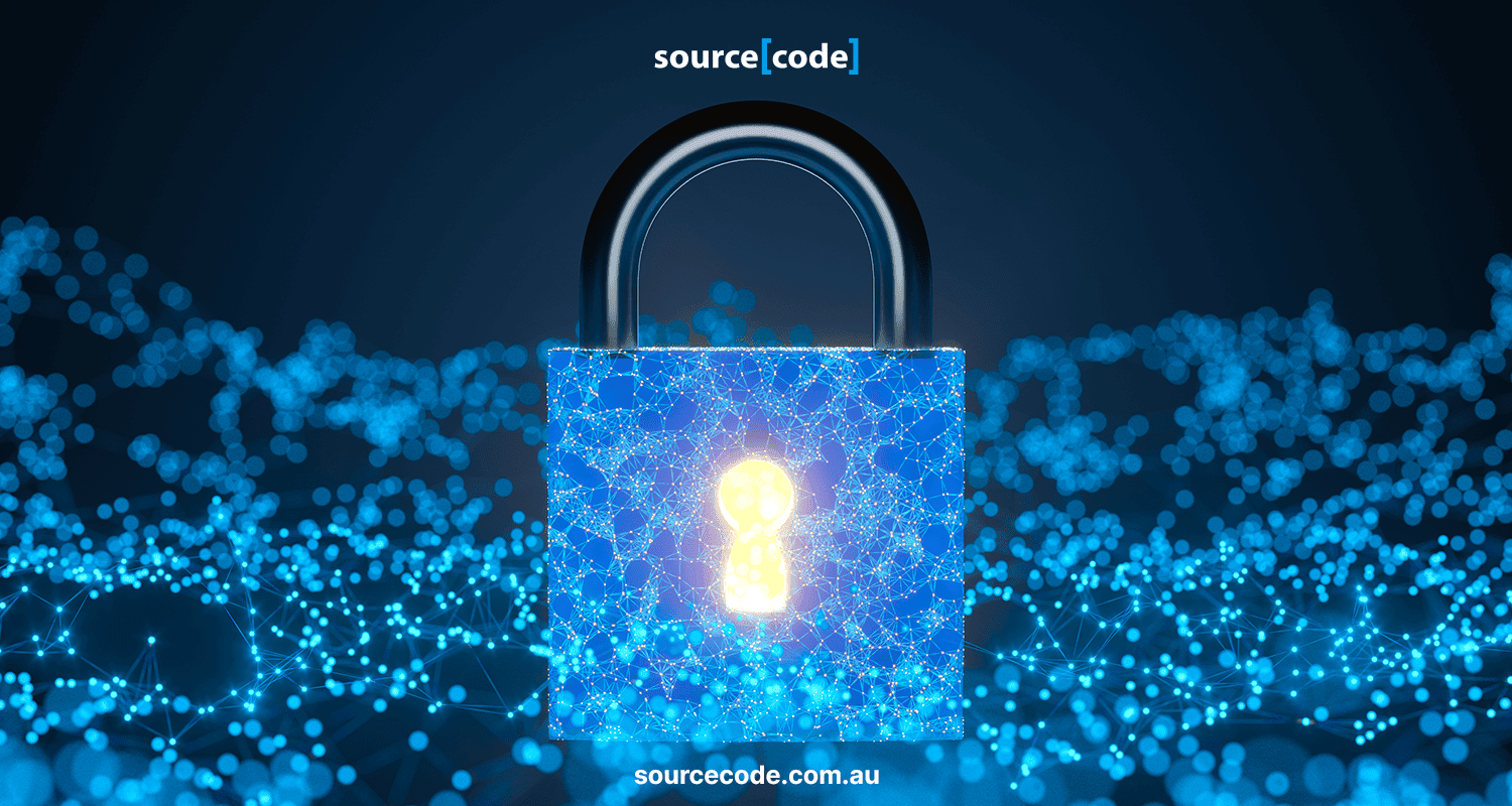 Image of a secure lock and data encryption representing the importance of data security in software outsourcing.