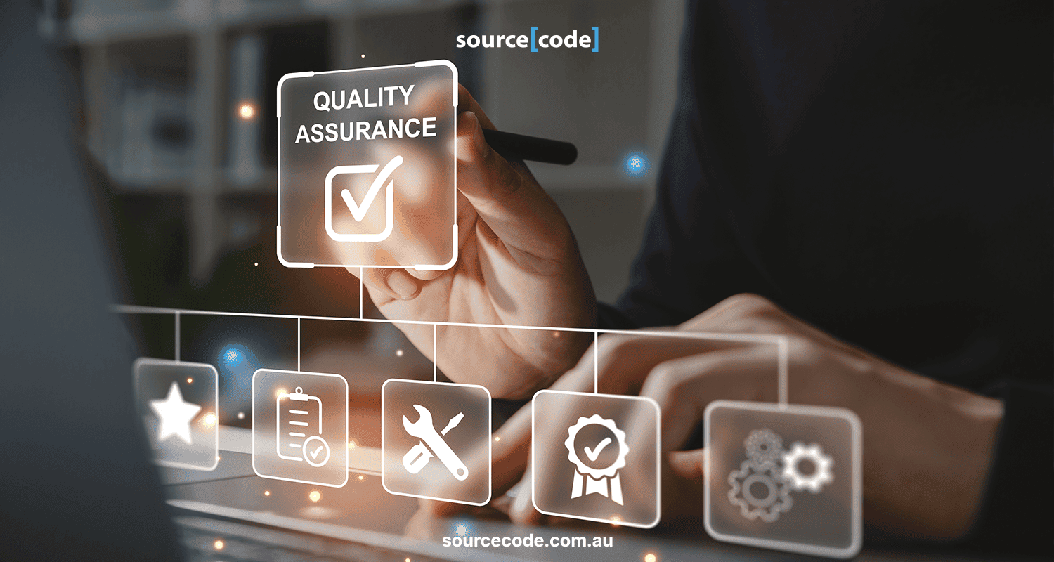 A checklist and a bug-free stamp representing the quality assurance process in software development.