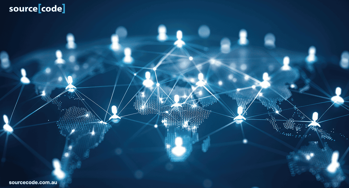 visually communicate how globalization enables collaboration among software developers from around the world, regardless of location. 